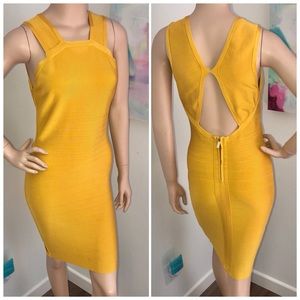Marciano Yellow Gold Bandage Dress w Cutout Back